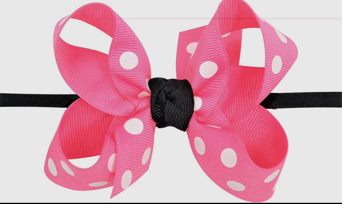 Pink Dot Skinny Headband Bow