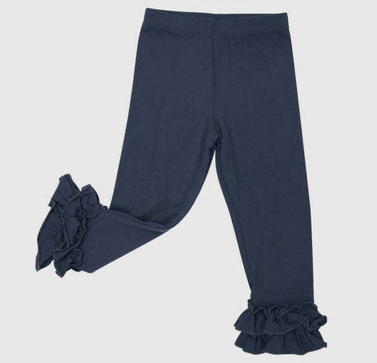 Ruffle Bottom Legging - Midnight Black