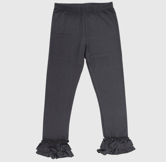 Ruffle Bottom Legging - Charcoal Black