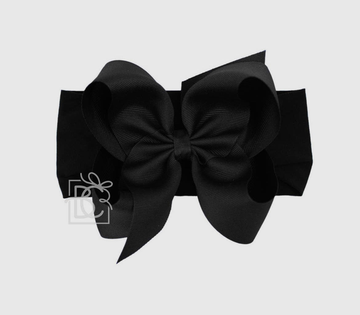 X-Large Black Wide Headband Bow - 5.5”