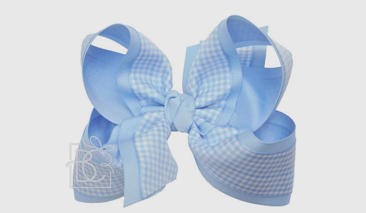 X-Large Blue Gingham Bow - 5.5”