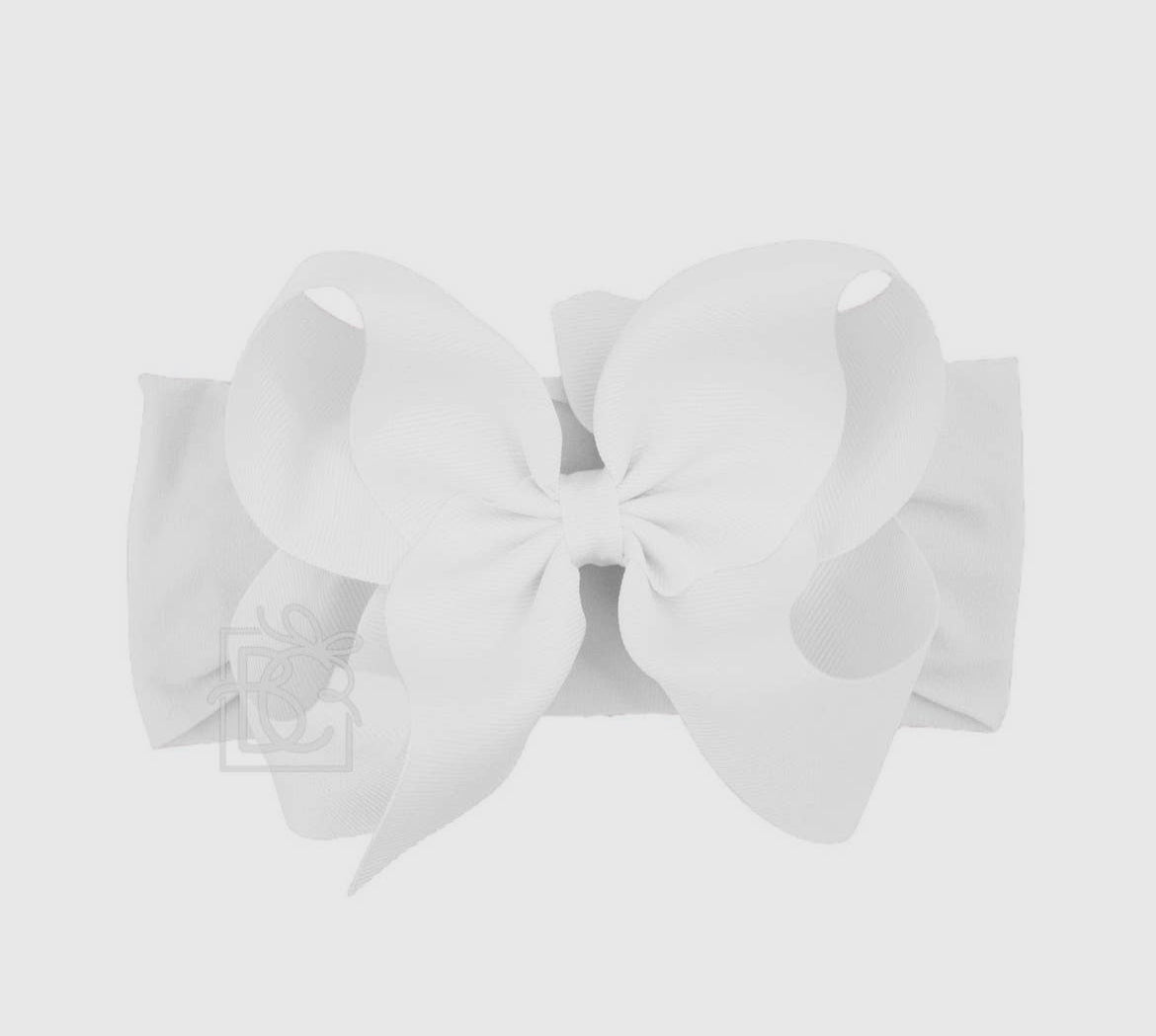 X-Large White Wide Headband Bow - 5.5”