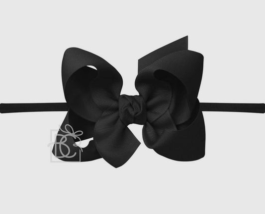 Black Skinny Headband Bow (Scalloped)