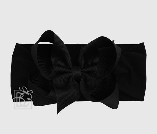 Large Black Wide Headband Bow - 4.5”