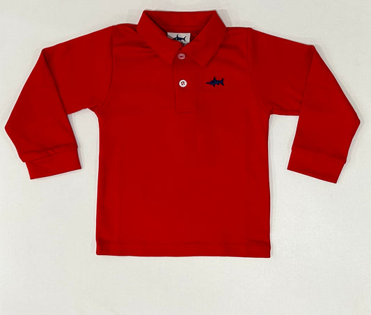 Long Sleeve Pima Polo Red