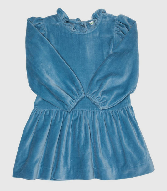 Blue Velvet Drop Waist Dress