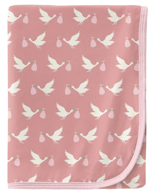 Pink Stork Swaddle Blanket