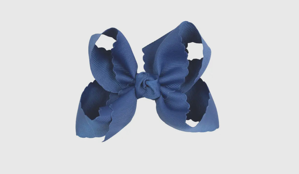 Large denim blue bow