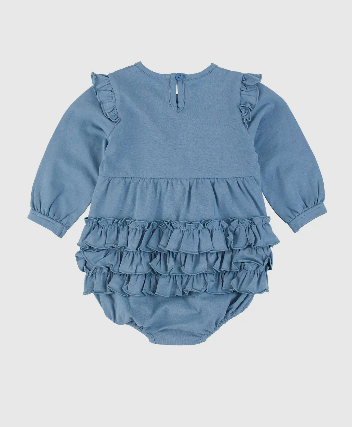 Blue knit ruffle bubble