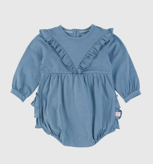 Blue knit ruffle bubble