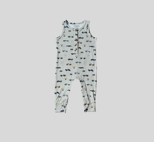 Retro Race Cars Henley Tank Romper