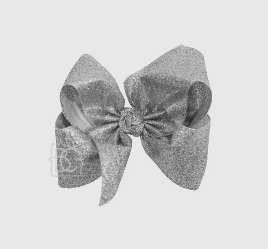 Silver glitter bow 5.5”