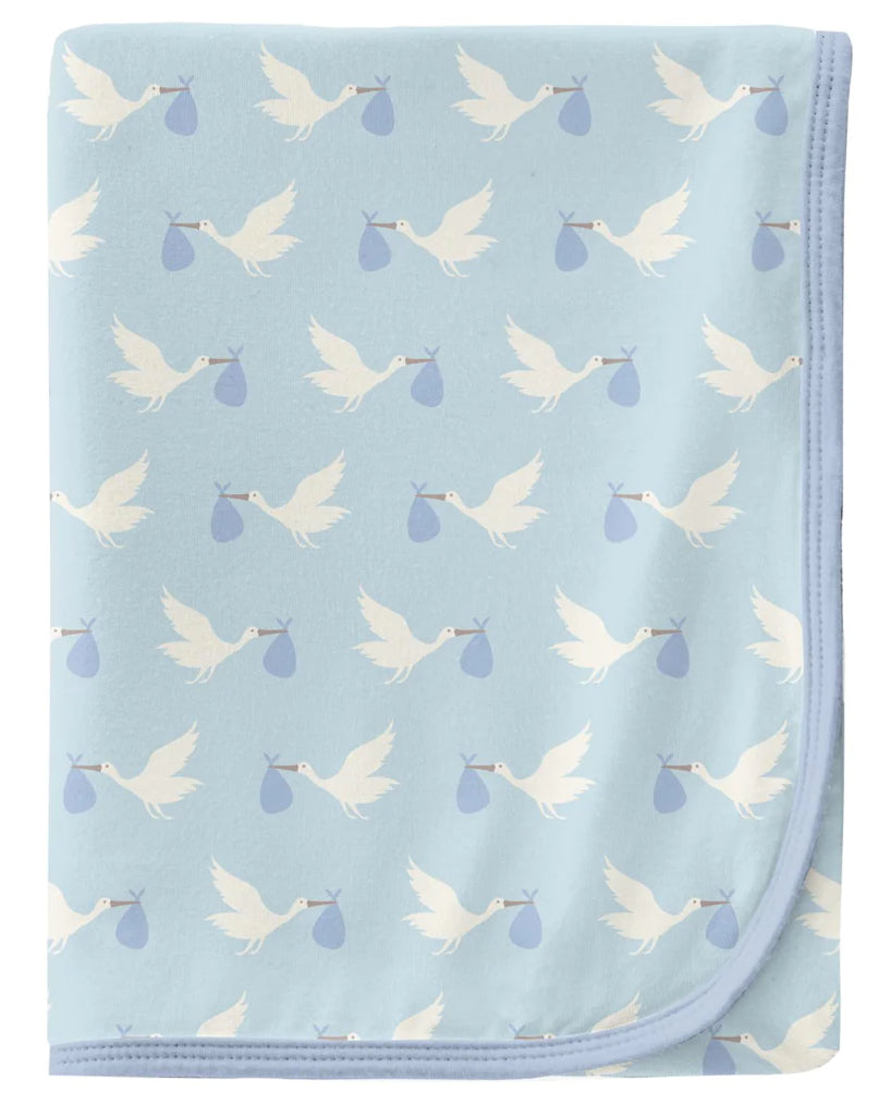 Blue Stork Swaddle Blanket