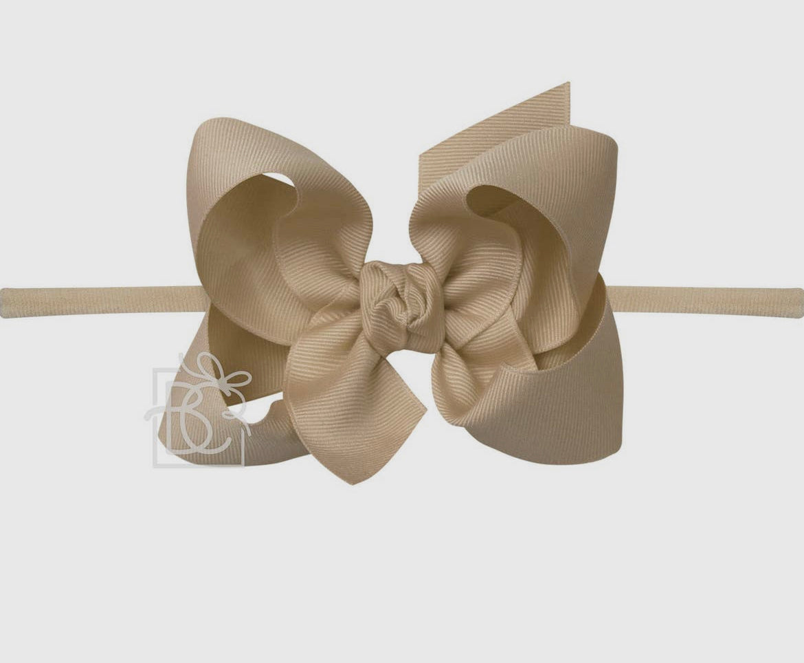 Oatmeal Skinny Headband Bow (Scalloped)