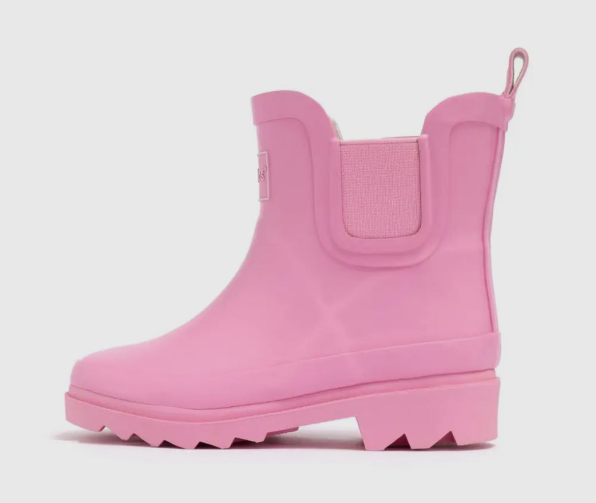 Pink rain boots