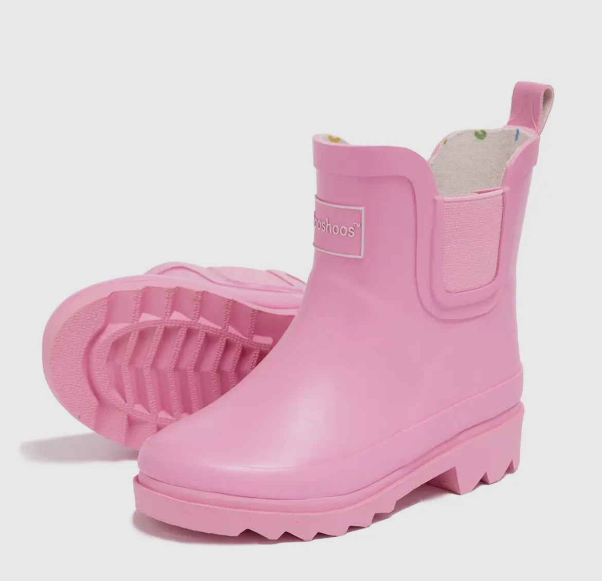 Pink rain boots