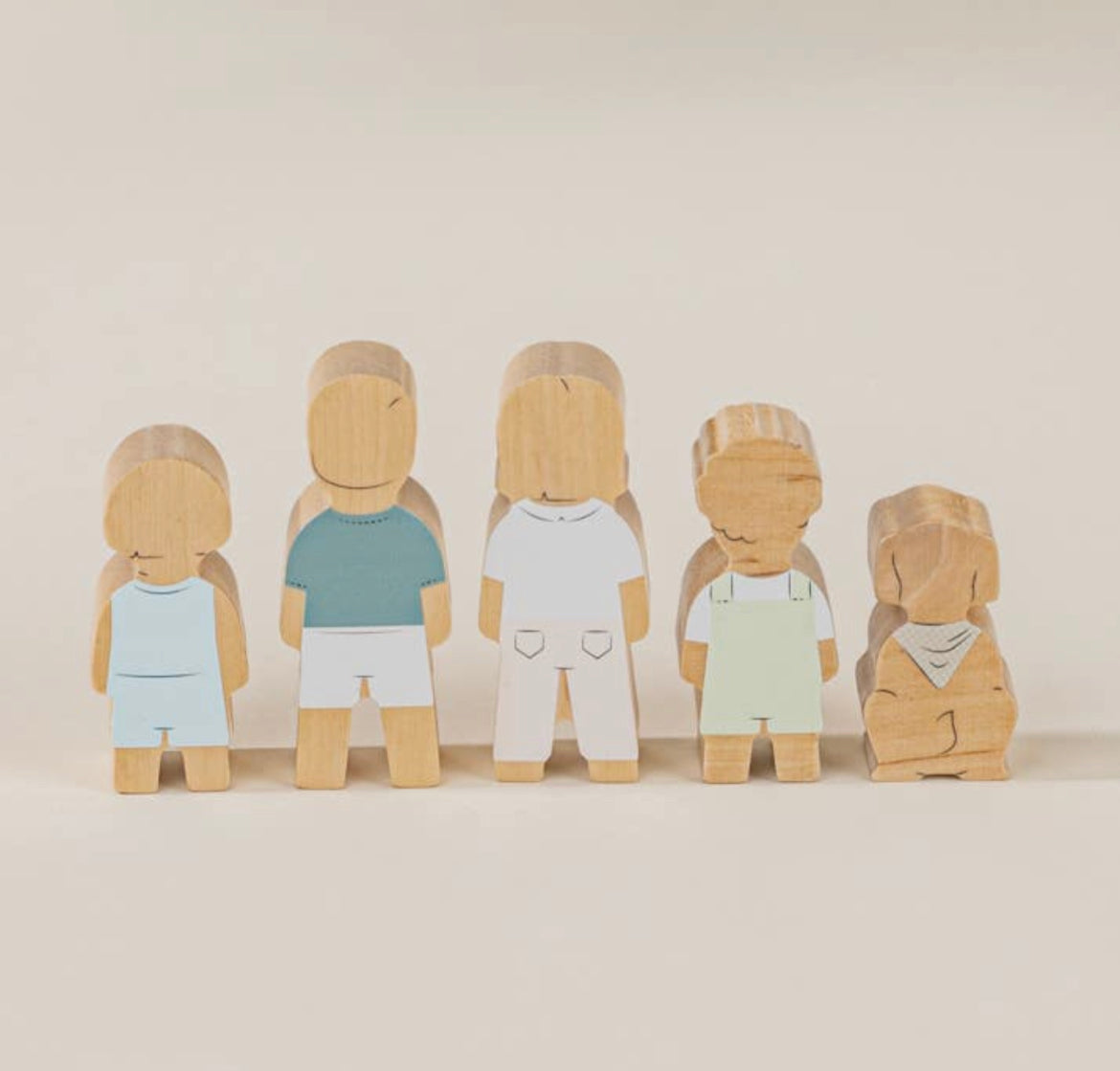 Set of 5 Family Wooden Dollhouse Characters