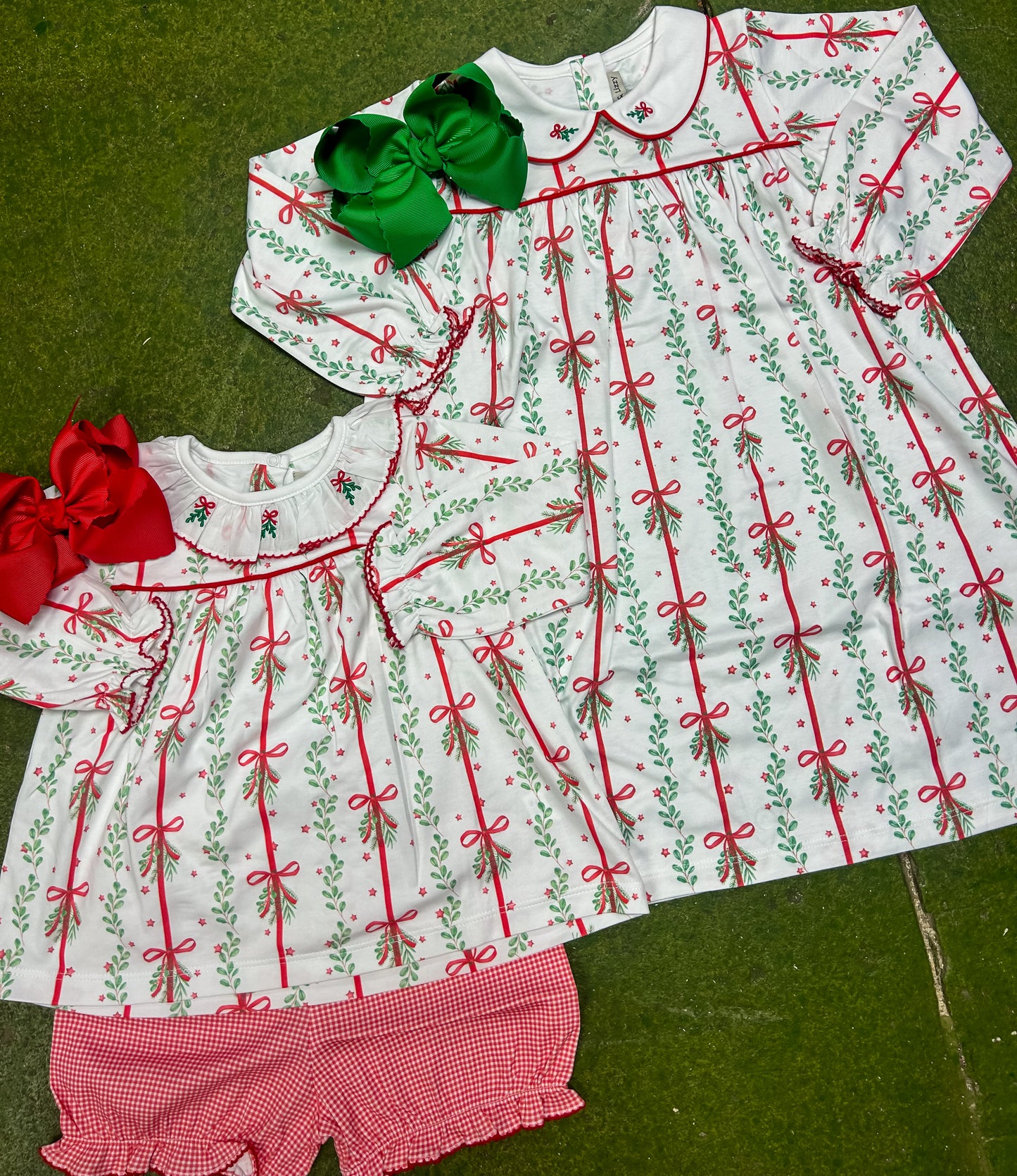 Christmas bows and mistletoes dress